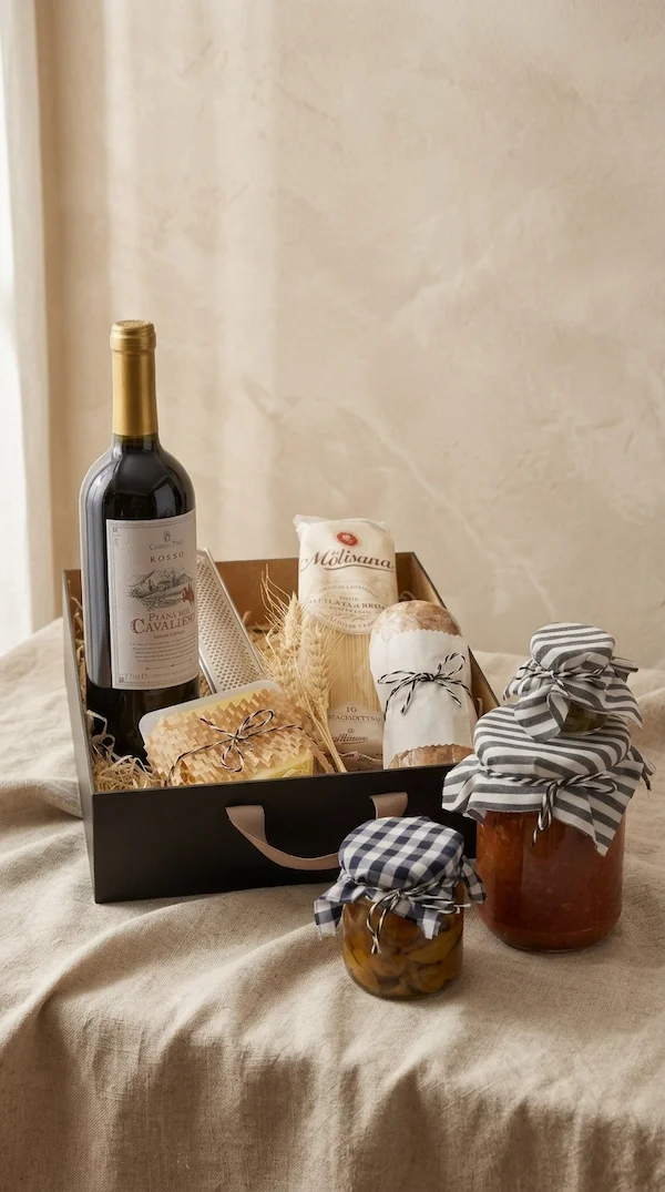 kit noite italiana com vinho, massa, molhos artesanais e antepastos da Alecrim em BH